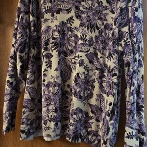 Croft & Barrow Purple and Gray Floral Top